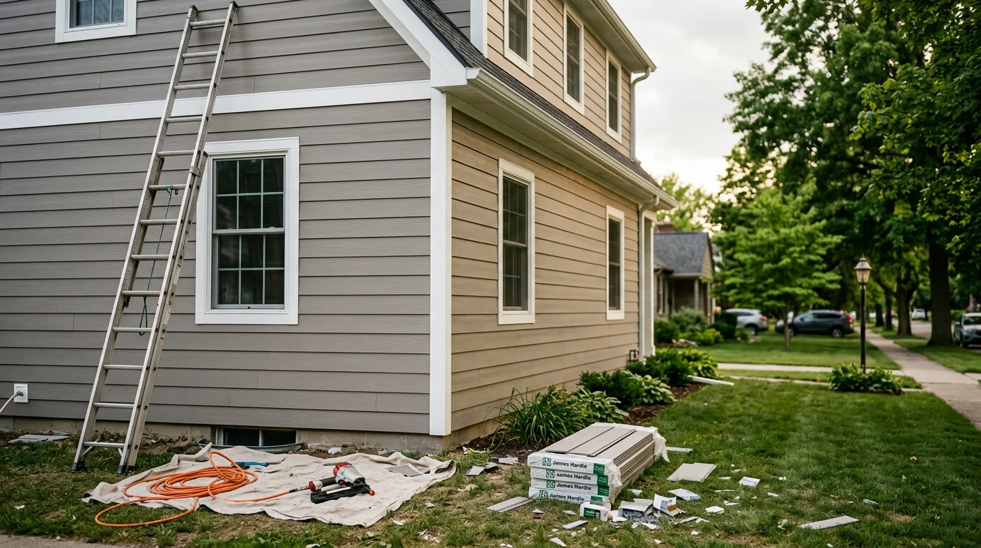 New vinyl siding installed on a residential home exterior